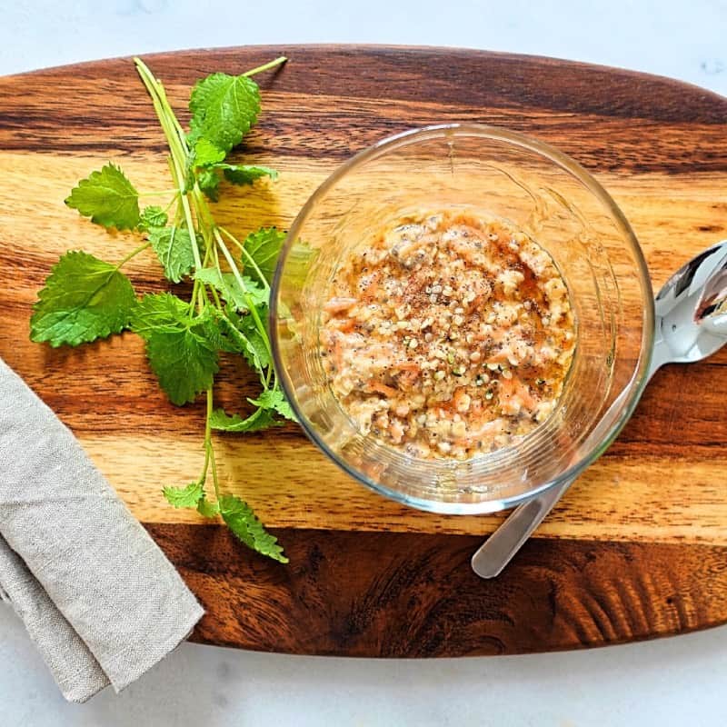 Overnight oats glutenfri och vegansk, chia, morotskaka